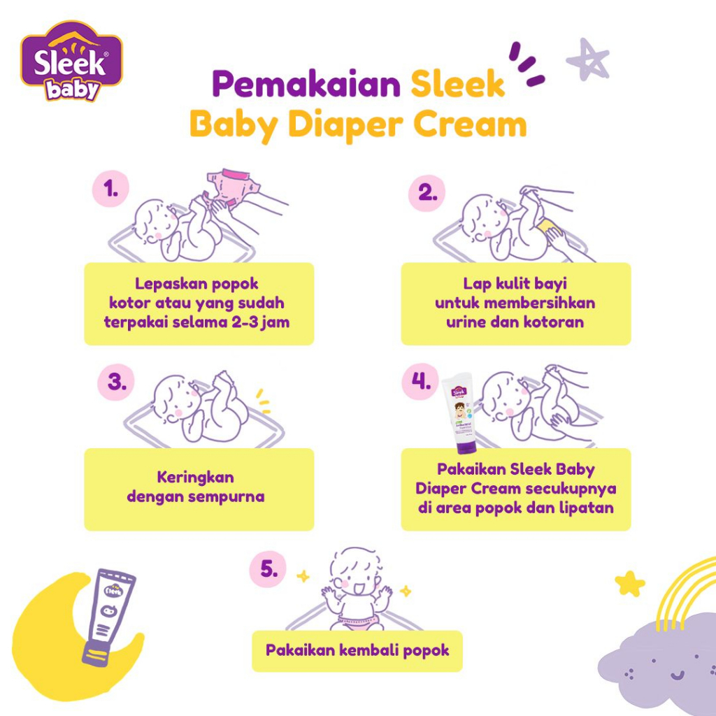 [BPOM] Sleek Antibacterial Diaper Cream Isi 80ml / Sleek Baby Diaper Cream Krim Popok / Diaper Rash Cream / Kino / MY MOM