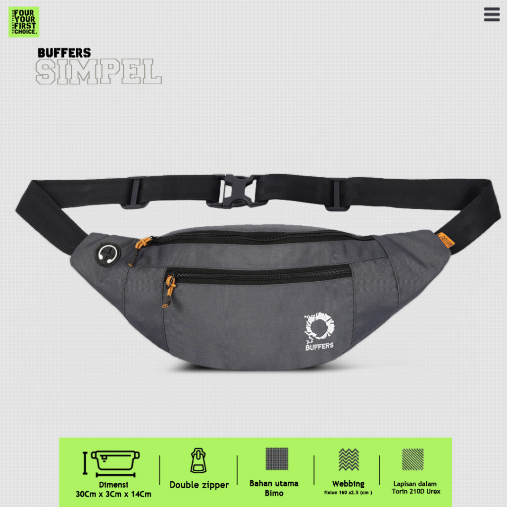 BUFFERS Simpel - Tas Waistbag Pria - Tas Pinggang Premium