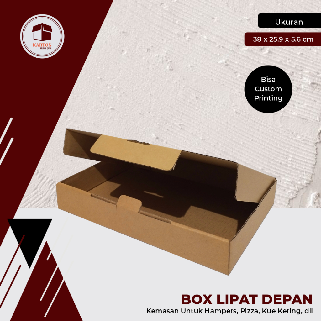 

BOX LIPAT DEPAN UK.38 x 26 x 6 cm (Box Kue Kering Toples 250gr) -Karton/Polos/Box kuker/Gift/Hampers