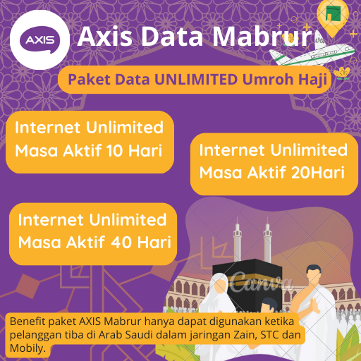 ADA TERBARU KUOTA HAJI I PAKET DATA ROAMING  AXIS  KUOTA INTERNET HAJI UMROH UNLIMITED MURAH DAN AXI