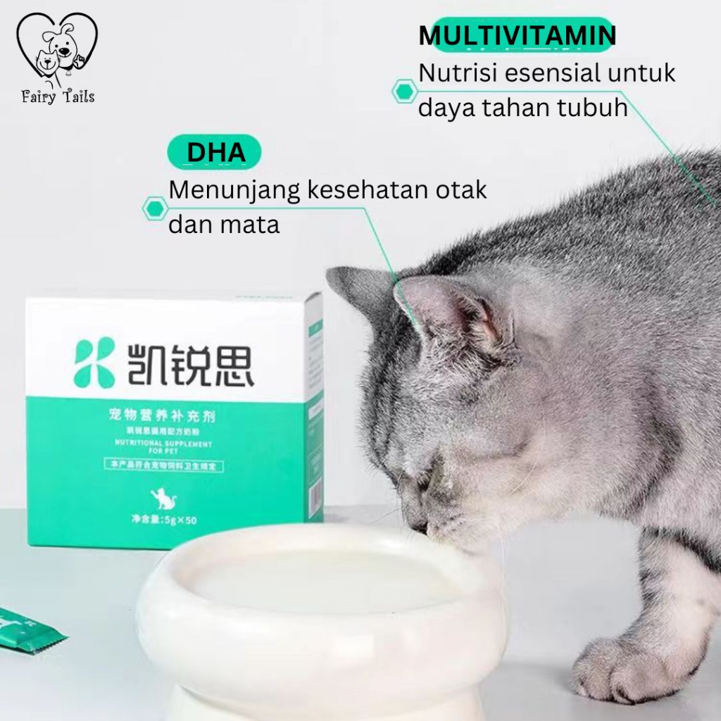 Susu Formula Bubuk Dari Susu Kambing Impor New Zealand 5 gram Per Sachet Suplemen Kesehatan Untuk Kucing Kitten Anabul / Milk Powder for Cat