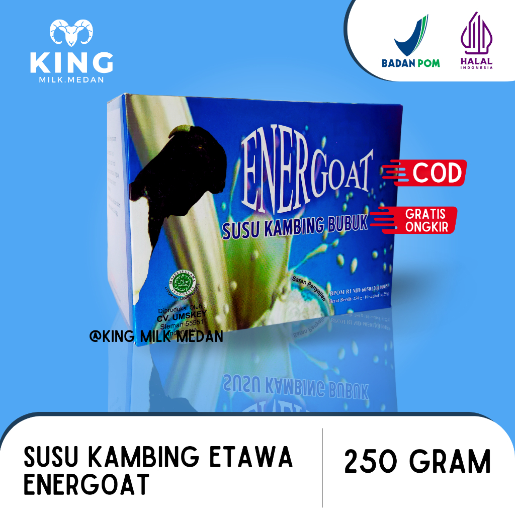 

1 box Energoat - Susu kambing Bubuk Etawa Original Atasi Sesak Nafas Sakit Lutut dan Nyeri Sendi seperti produk Super Goat Etawalin Etawaku Platinum Sr12 Gomars Provit Hni Herba Wight Supergoat Medan di