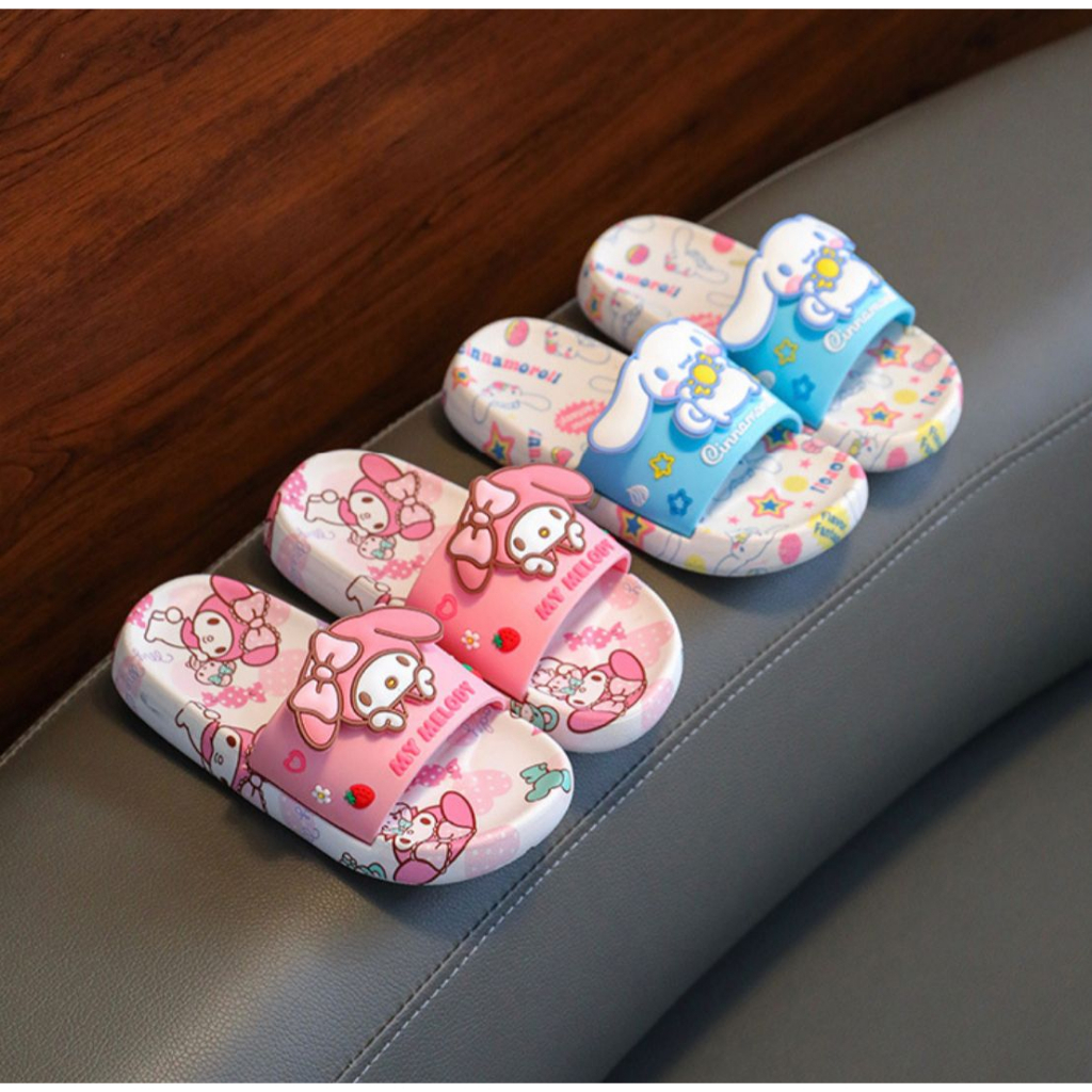 SANDAL SELOP RUMAH KUROMI CINNAMOROLL MELODY HELLO KITTY SEPATU KAMAR SANDAL KARET LUCU IMPOR