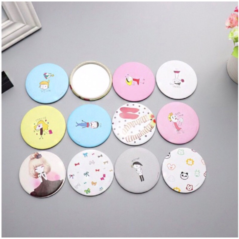 KACA CERMIN MAKE UP MINI UNTUK TRAVELING MOTIF KARTUN / CERMIN BULAT KARAKTER