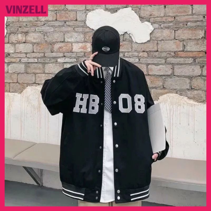 JAKET BASEBALL BIGSIZE (S-6XL) JAKET VARSITY KANCING HB 08 HB08 BOMBER FLEECE UNISEX 6XL 5XL 4XL 3XL