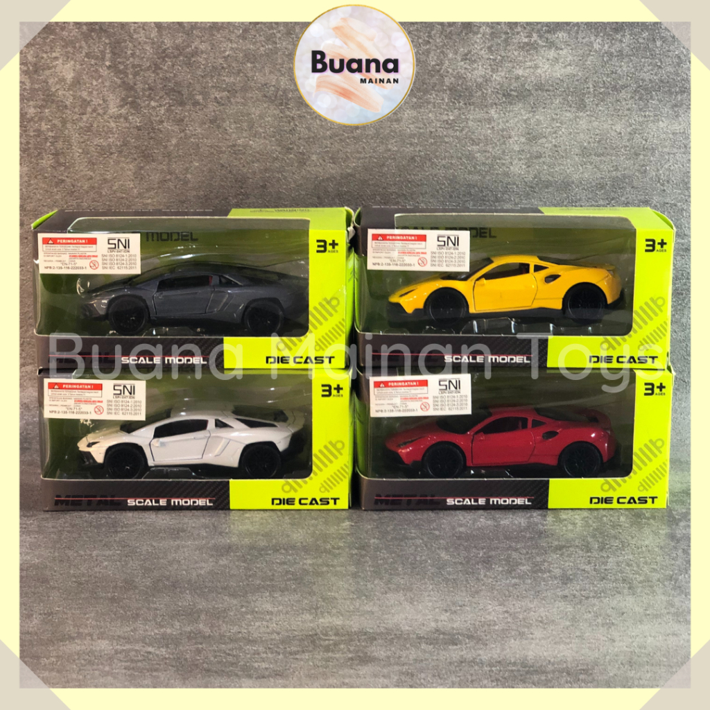 DIECAST METAL SCALE MODEL SPORT RACING CARS LAMBORGHINI MURCHIELAGO TROFEO HURACAN MAINAN MOBIL BALAP MOBILAN ANAK COWO 3651A