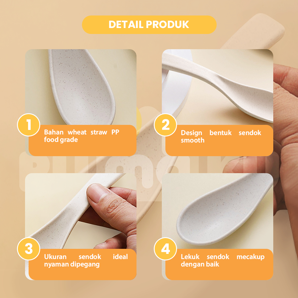 Rumaku Sendok Makan Sendok Bebek Sendok Bayi Plastik Bahan Serat Gandum Jerami Eco Friendly Tahan Panas