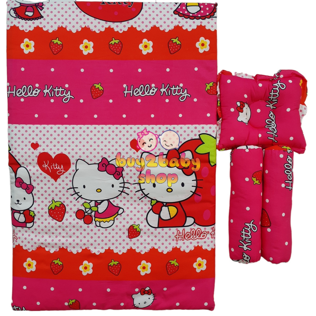 Set Kasur bayi motif karakter (Kasur, 1 Bantal, 2 Guling dengan motif yg sama)