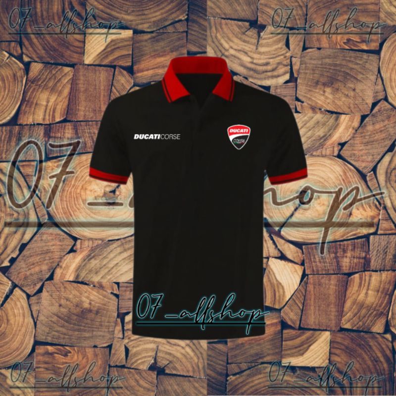 Kaos Kombinasi List Shirt Tshirt Baju Kerah Lis Distro DUCATI CORSE DUKATI CORSE no.1 Custom pria wa