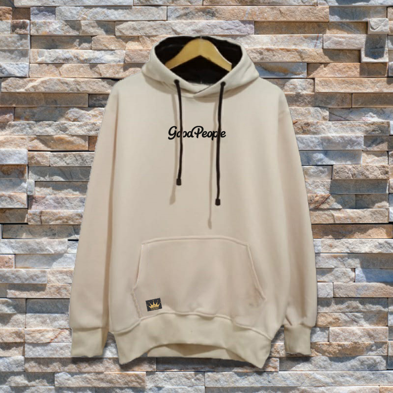 Sweater Hoodie Unisex Pria Original Kachios Sweater Hoodie Aesthetic Distro Cowok List GOOD PEOPLE Warna Cream Bahan Tebal Hoodie Sweatshir Oversize Pria Terlaris Size M L XL XXL Jumbo