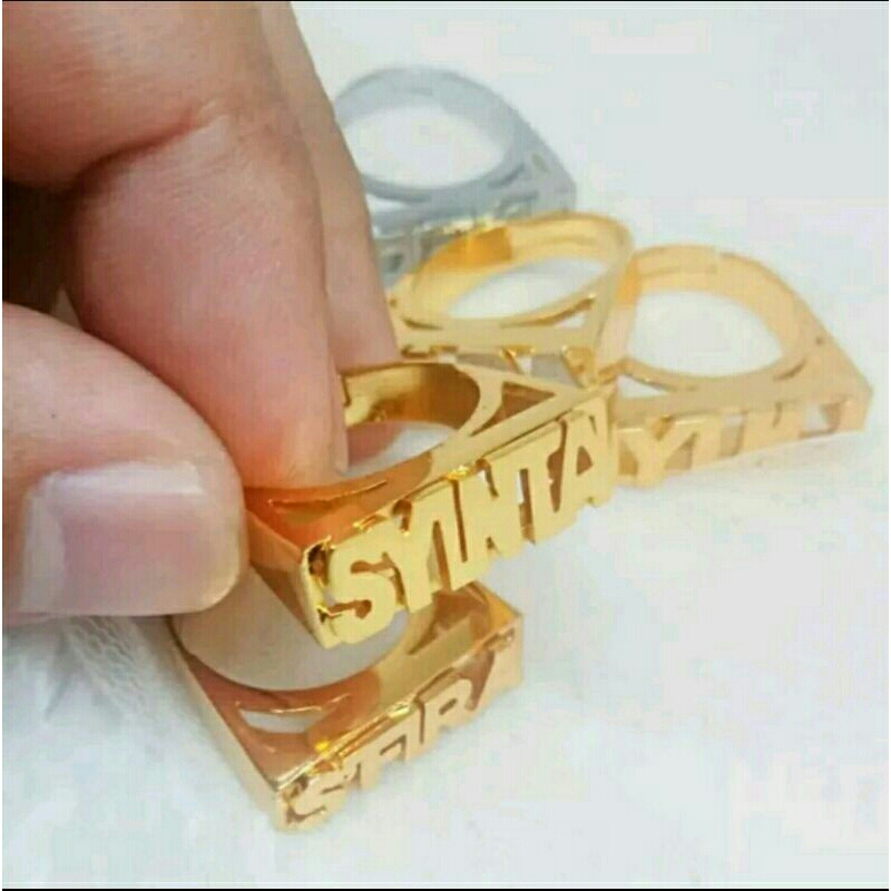 Cincin nama model Eropa / cincin model emas asli / cincin terbaru / cincin nama