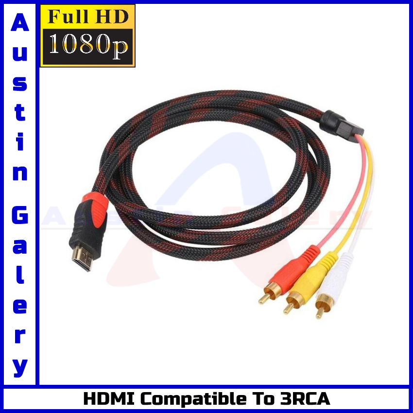 HDMI TO 3RCA AV Audio Video Full HD1080P Untuk HDTV TV BOX