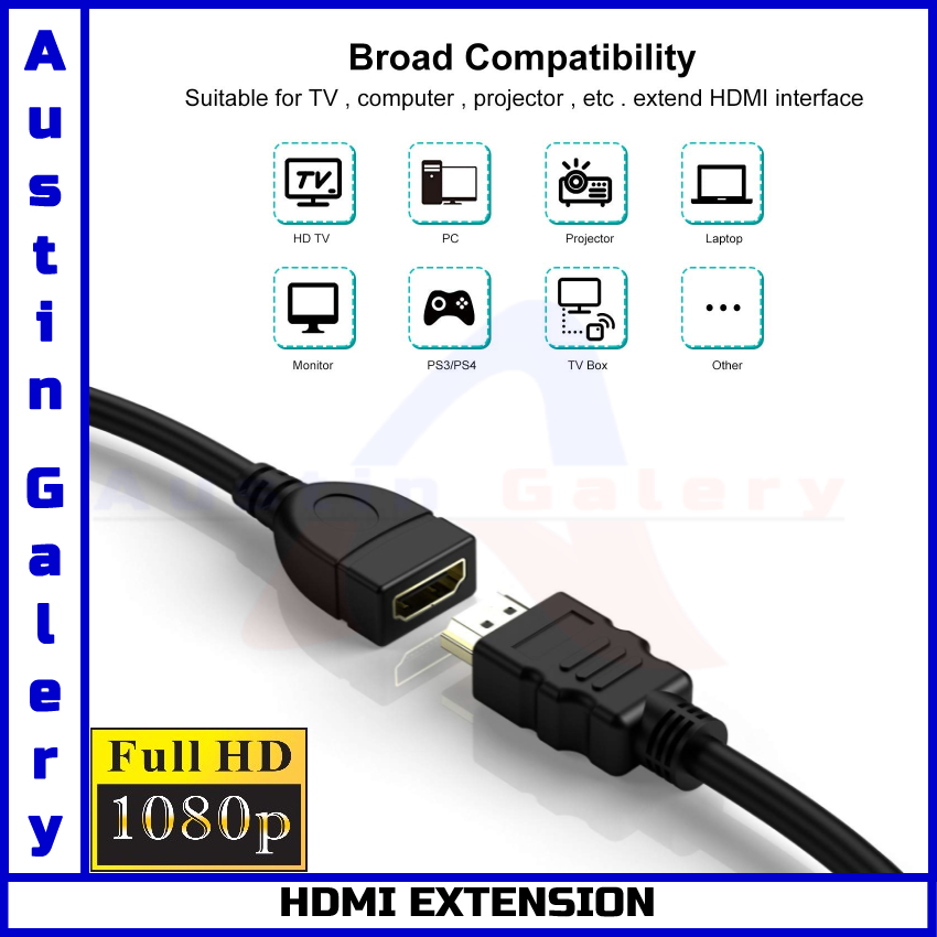 HDMI Splitter 2Port HD Male Input HD Female Output HD1080P For PC Laptop HDTV
