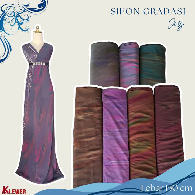 Bahan Kain Sifon Gradasi Joy kain Sifon halus lembut murah meteran