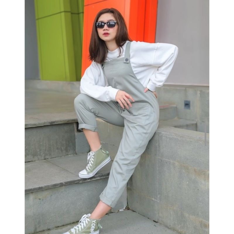 FLOW OVERALL JUMPSUIT WANITA / BAJU KODOK WANITA / PAKAIAN WANITA JUMBO KEKINIAN