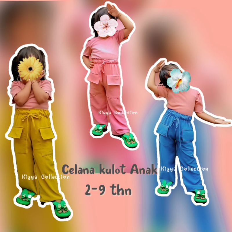 Celana Pocket Anak Perempuan Kulot Crincle Airflow Anak