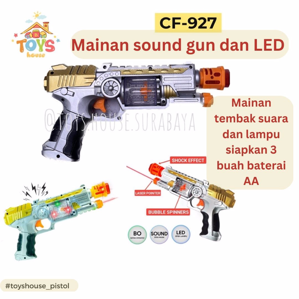 Mainan Pistol - Pistolan Anak Bergetar Dan Berbunyi Ada Lampu
