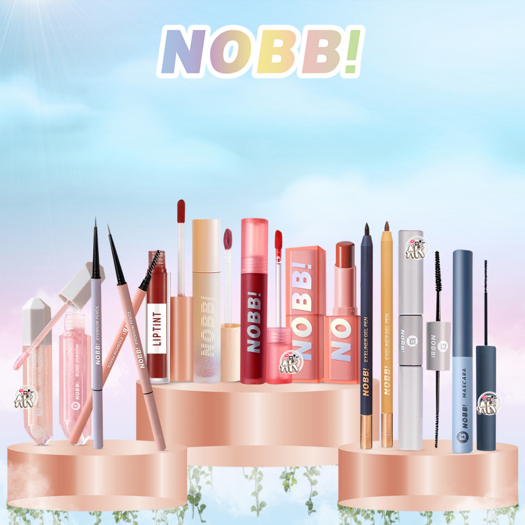 NOBB! MAKEUP SERIS ( LIP TINT / AIR GLAZE LIP GLOSS / EYEBROW PENCIL MATIC / EYELINER PEN / EYESHADOW LIQUID DYNAMIC MERMAID / SQUARE LIP CREAM / MASCARA WATERPROOF / VELVET LIP CREAM )