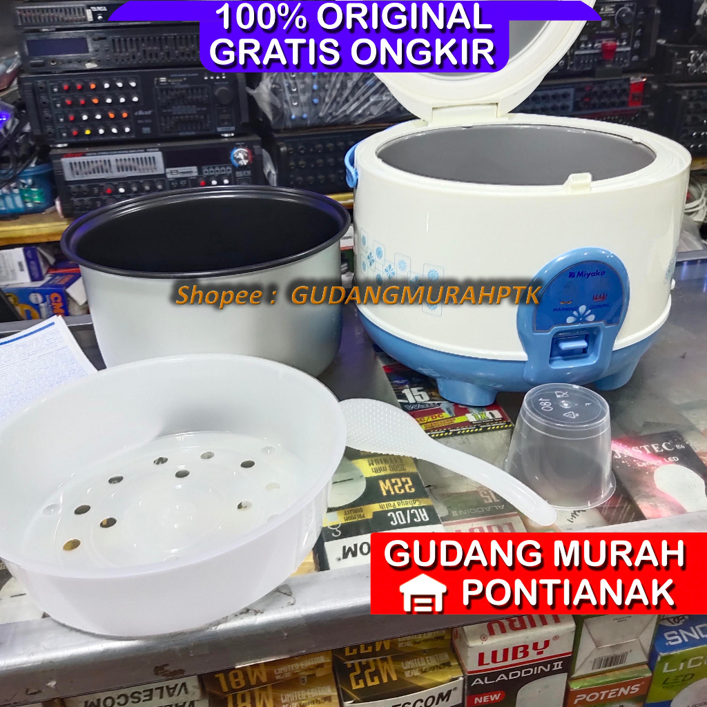 Ricecooker Miyako JUMBO 1,8 Liter Penanak Nasi Penghangat Magic Com / Rice Cooker 586 1,8L 3 In 1 Anti Lengket Garansi Resmi