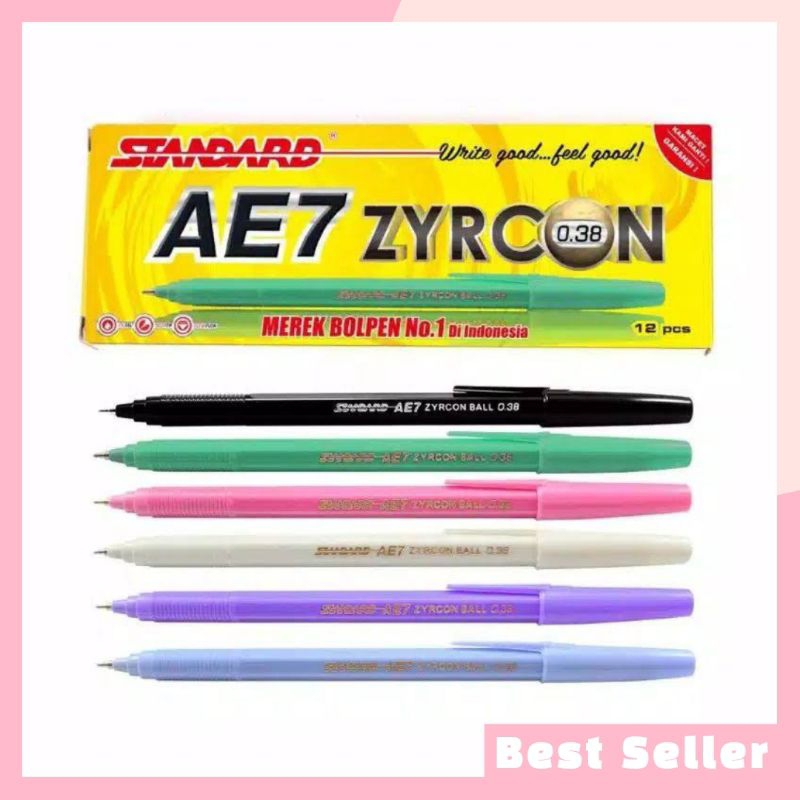 

Pulpen Standard AE7 Zyrcon Ball Tinta Hitam 0.38mm 1 Pack Isi 12 Pcs