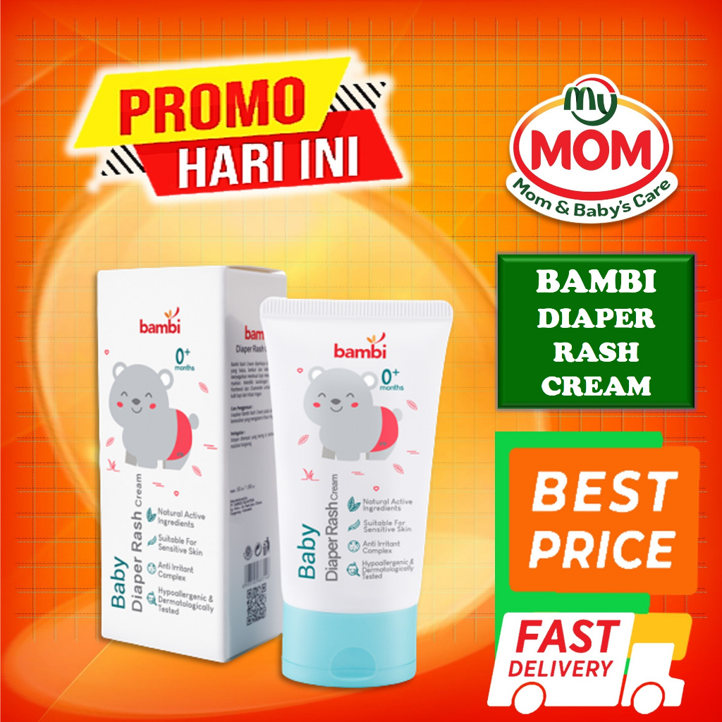 [BPOM] Bambi Baby Diaper Rash Cream 50ml / Krim Ruam Popok Pada Bayi Kulit Normal Sensitif / Krim Area Lipatan / Mencegah Iritasi Ringan / MY MOM