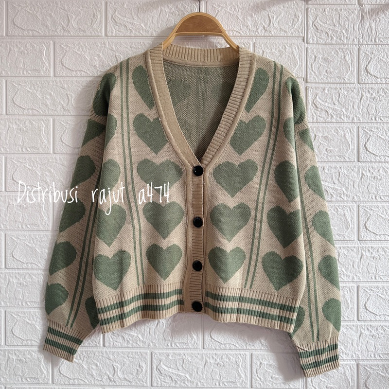 DONNA CARDIGAN RAJUT MOTIF LOVE ATASAN WANITA LENGAN PANJANG