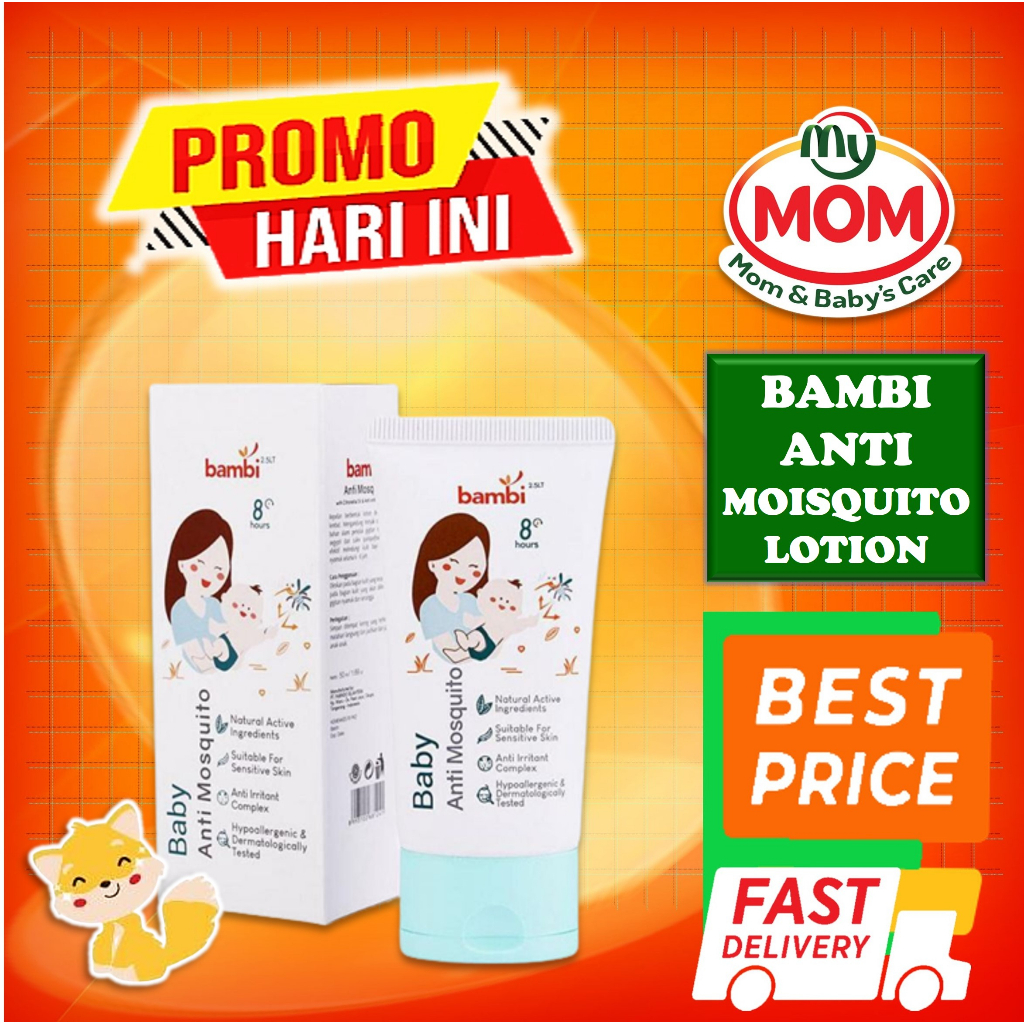 [BPOM] Bambi Baby Anti Mosquito Lotion with Citronella Oil &amp; Anti Irritant Complex 50ml / Lotion Anti Nyamuk Bayi Kulit Normal Senstif / MYMOM