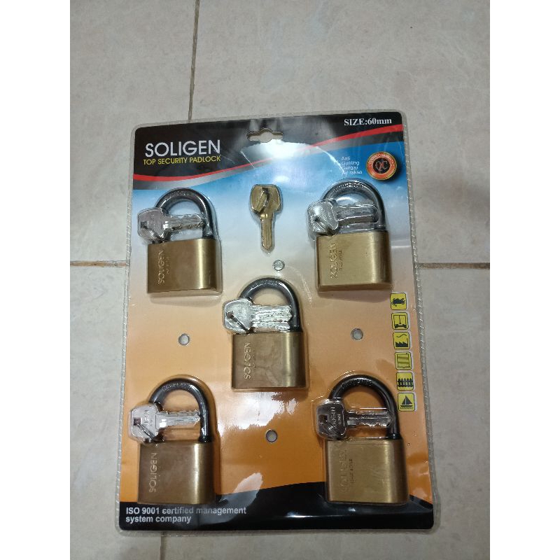 GEMBOK 60 ISI 5 BAJA SOLIGEN GEMBOK MASTER KEY 60 ISI 5 PCS SOLIGEN
