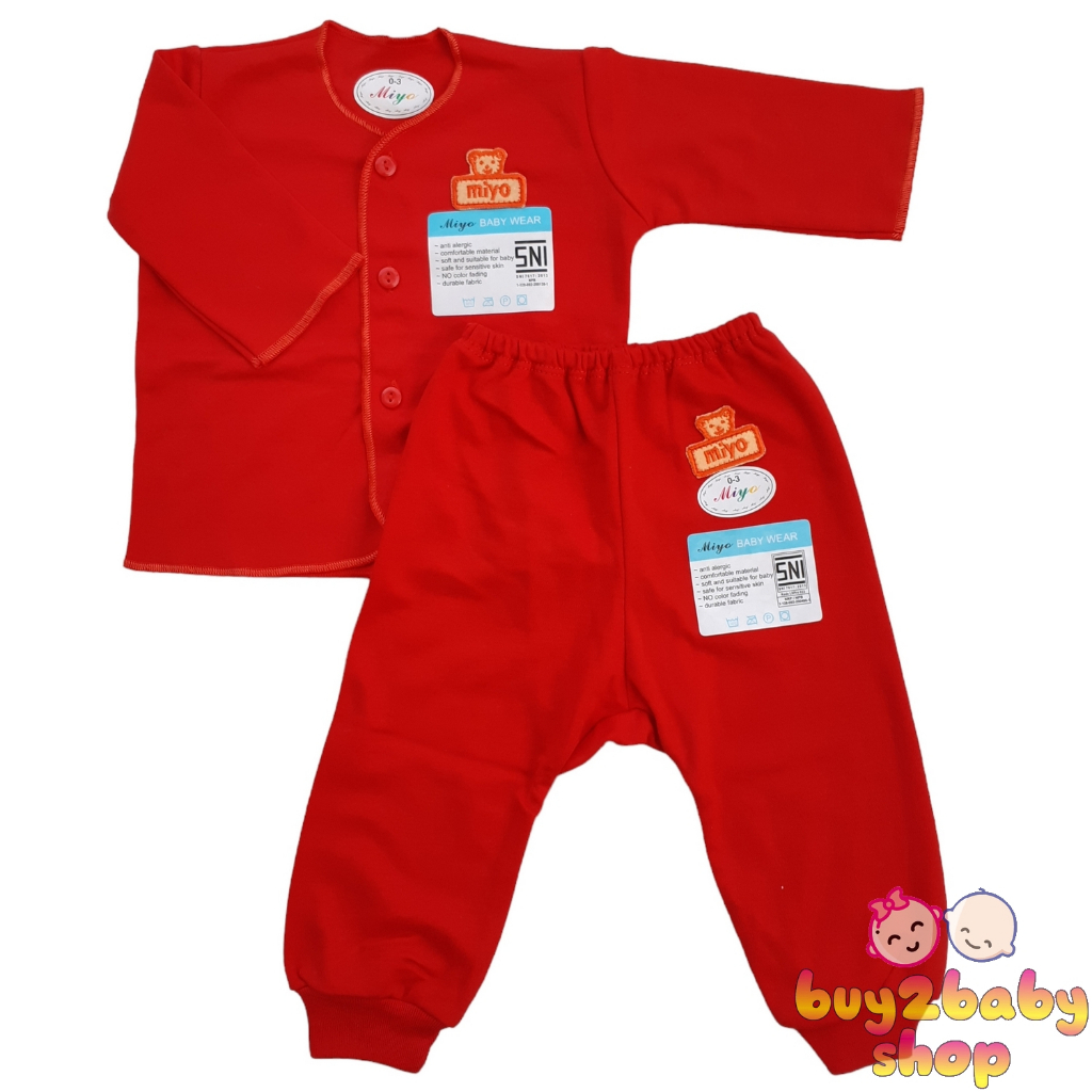 Setelan Baju Bayi Piyama Panjang warna Premium Candy Red Vinata 0-3 Bulan 1 PCS