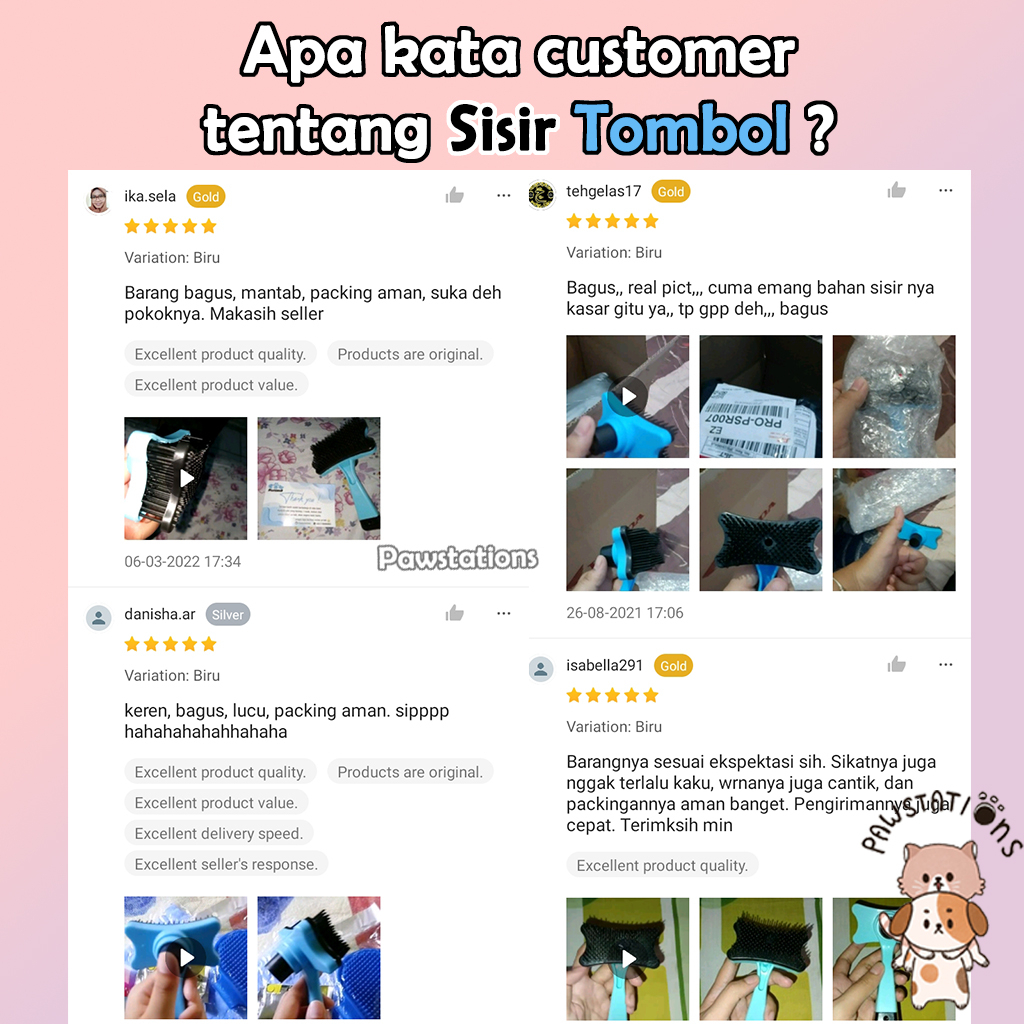 Ready|COD Sisir Tombol Sisir Kucing Sisir Anjing Sisir Kucing Bulu Rontok Sisir Bulu Kucing Sisir Bulu Anjing Paket Grooming Kucing Sisir Grooming Kucing Sisir Kelinci