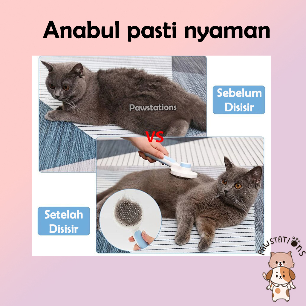 Sisir Kucing / Anjing Otomatis Sisir Grooming Kucing &amp; Anjing Sisir Tombol Ajaib Sisir Anabul Terbaru