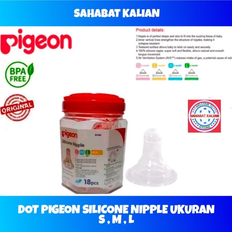 PIGEON DOT BAYI SILICONE NIPPLE S M L