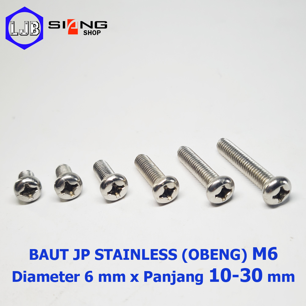 Baut JP Stainless M6 panjang 10 sd 30mm