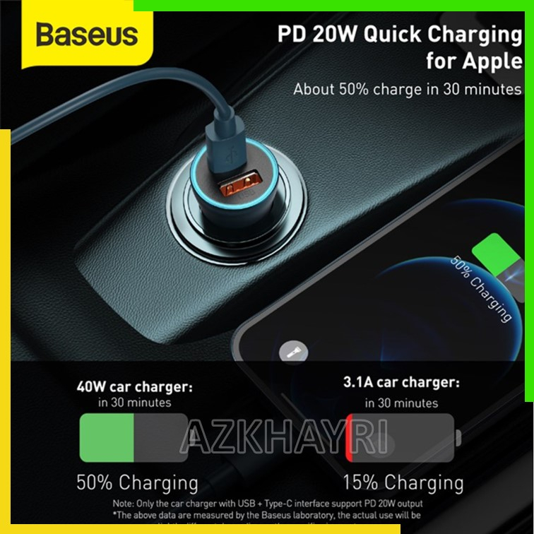 Car Charger Baseus Mobil Fast Quick Charge USB TYPE C 40W iPhone Android