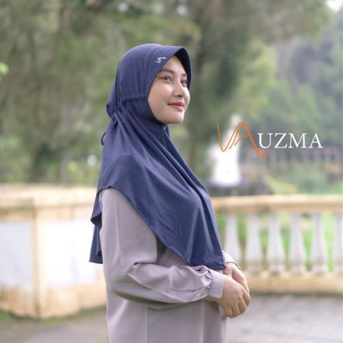 𝐔𝐙𝐌𝐀 - Jilbab Hijab Instan Bergo Habl Zamil Biru Navy Cotton  Premium