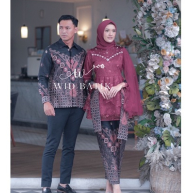 KHANSABATIK TERMURAH! SET COUPLE MECCA MAROON KEBAYA BROKAT VELVET SARIMBIT KEMEJA BATIK PREMIUM BAJU KONDANGAN WISUDA TERBARU 2022 FASHION MUSLIM WANITA DEWASA REMAJA