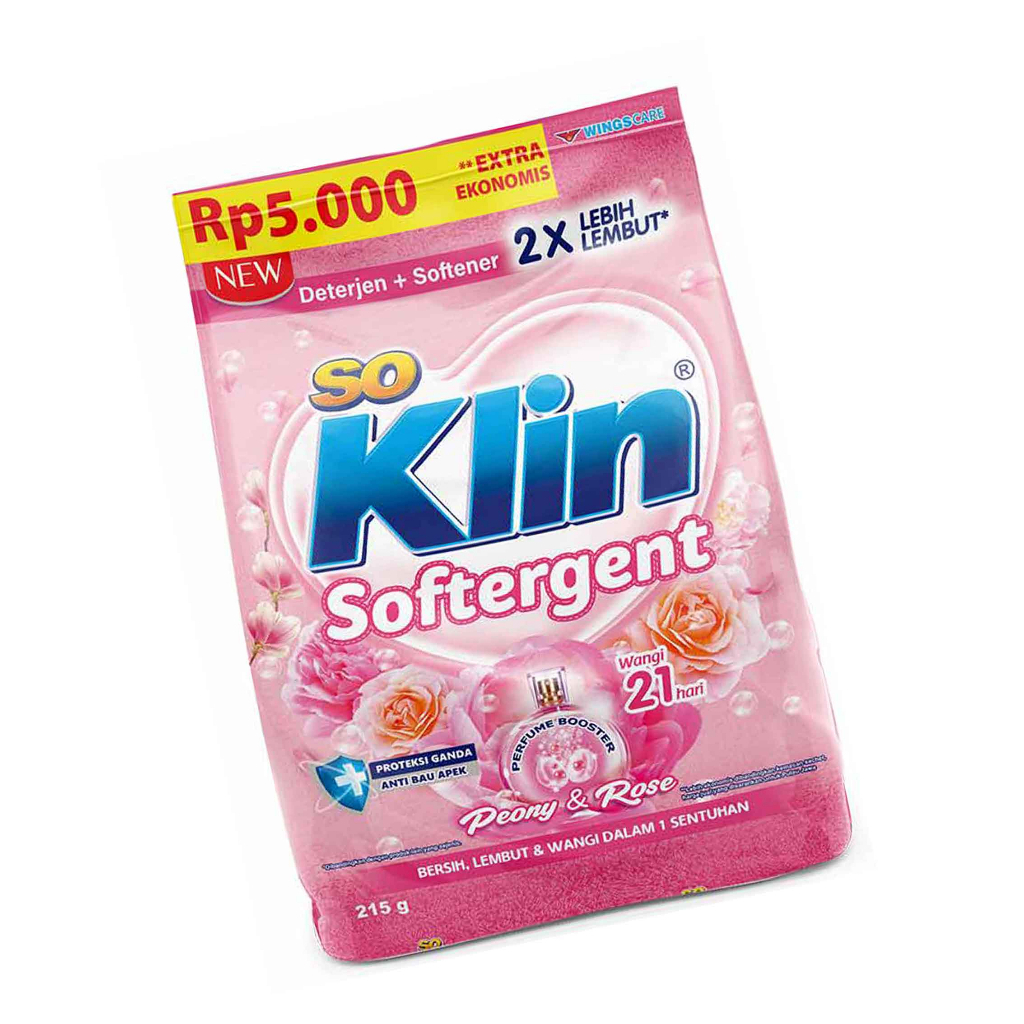 SoKlin / Detergent Bubuk+Pelembut / Peony &amp; Rose / 215g