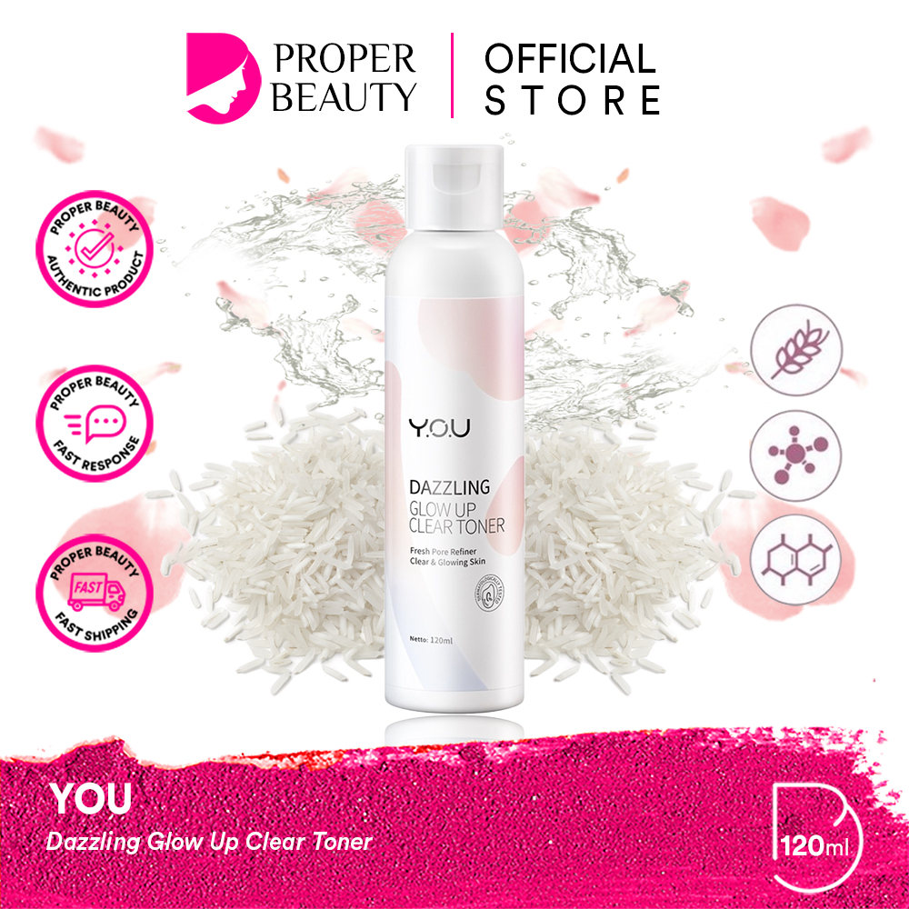 YOU Dazzling Glow Up Clear Toner Indonesia / Pelembab Wajah 120ml / Fresh Pore Refiner Clear &amp; Glowing Skin / Moisturizing Even / Mencerahkan Melembabkan Hydrating / Skincare Face Care / Y.O.U Series Bundle / Facial Foam Day Night Cream Tone Up Body Spray