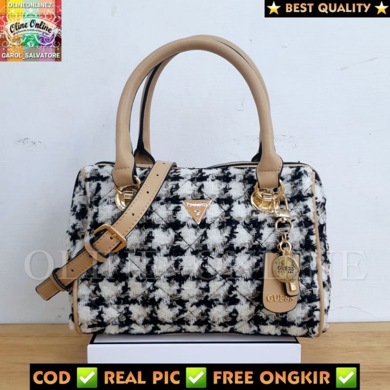 tas cessily bowling tweed rajut top handle speedy selempang roomy bag