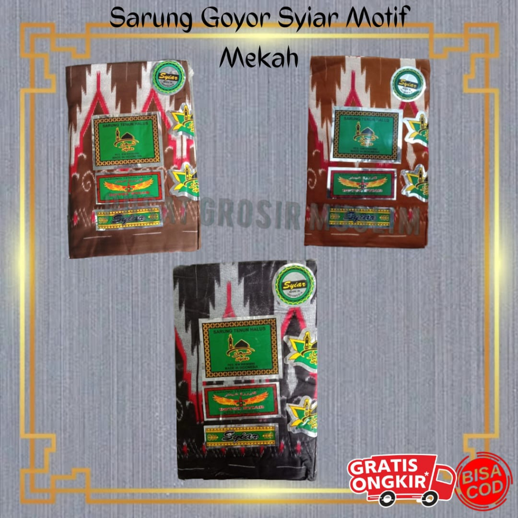 Promo Sarung Goyor Syiar Printing Sarung Goyor Botol Syiar Semi Tenun Motif Mekah Coklat Muda