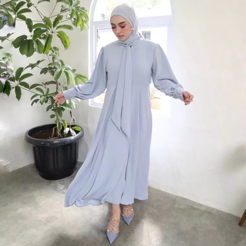 LUNARA DRESS BAHAN CRINKLE AIRFLOW PREMIUM / Gamis Kondangan BAJU DEWASA MURAH TERBARU 2023 Busui Friendly