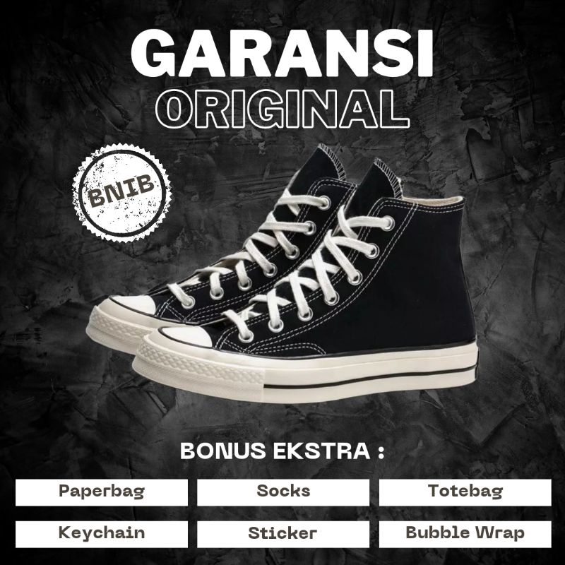 Sepatu Converse Pria Original / Converse CT 70S Egret High Black White Original 100% (BNIB) / Sepatu