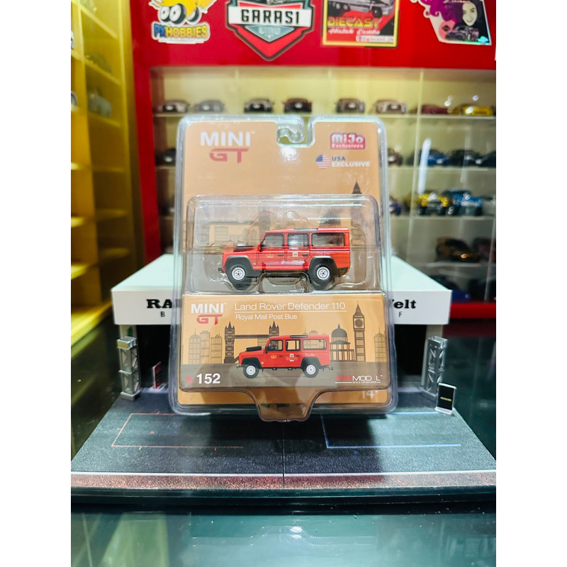 Mini GT No 152 Land Rover Defender 110 Royal Mail Post Bus Mijo Exclusive