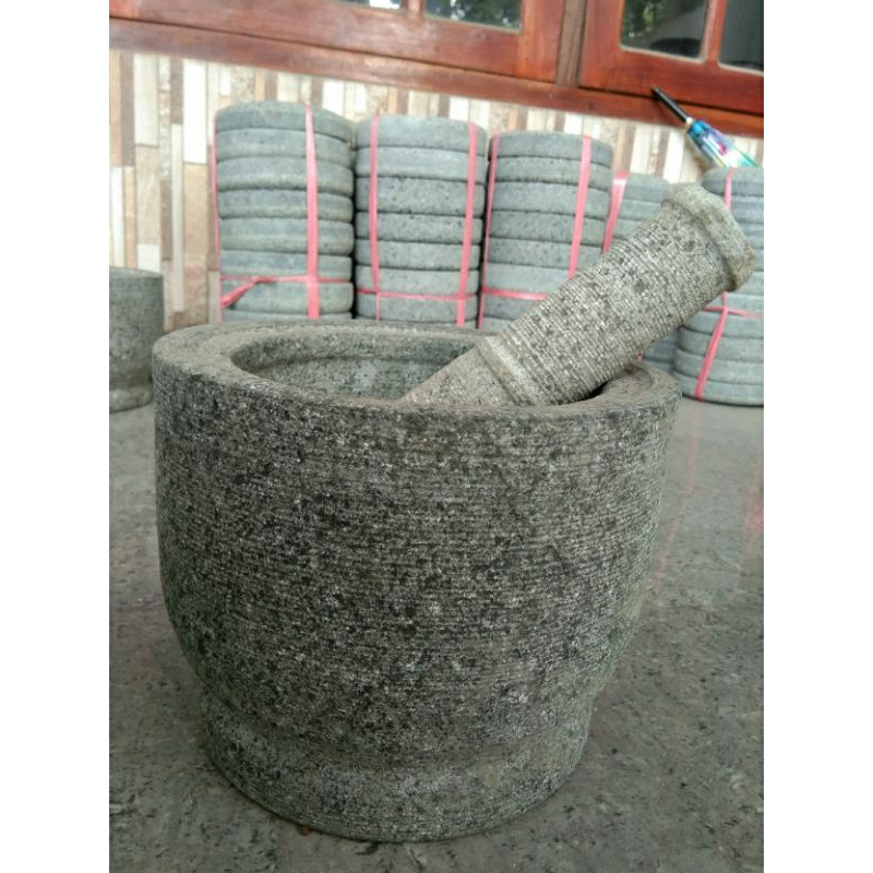 Lesung Batu | Lumpang Batu 20cm | 100% Batu Andesit | Kerajinan Khas Tulungagung