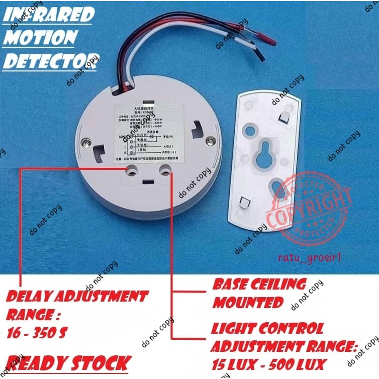 Saklar Lampu Sensor Gerak PIR Switch Otomatis Motion Detector Plafon Ceiling PIR Infrared LED Infrared