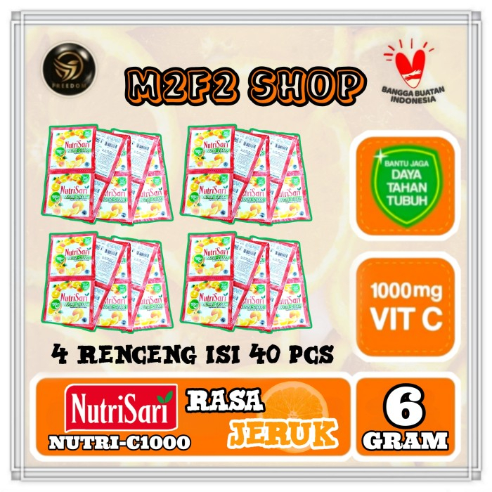 

NutriSari Minuman Serbuk Nutri C1000 | Jeruk Sachet - 6 gr (Kemasan 4 Renceng)