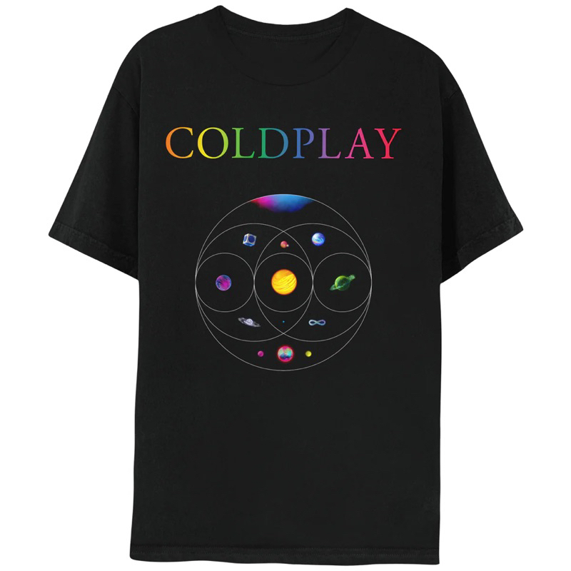 kaos / shirt merchandise coldplay. Unofficial merch, dijamin kualitas premium, mirror 1:1 dari offic