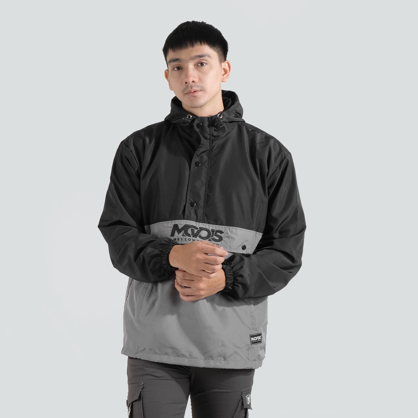 Mcvois Jaket Cagoule Pria Hitam Abu Premium Distro