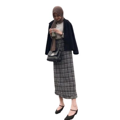 ONE SET ROK TARTAN KEMEJA WANITA KOREA KEKINIAN