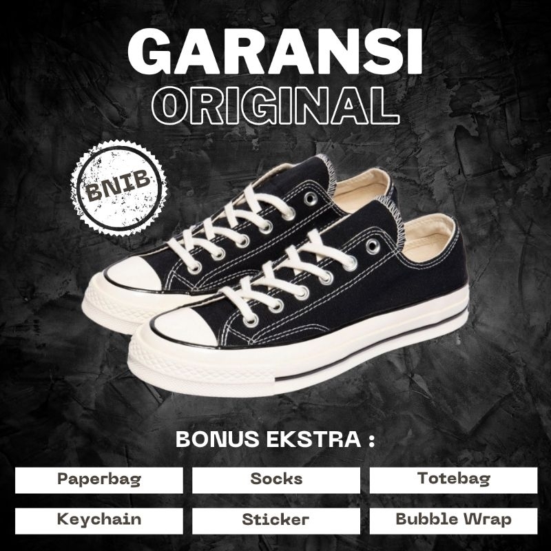 Sepatu Converse Pria Original / Converse CT 70S Egret Low Black White Original 100% (BNIB) / Sepatu 